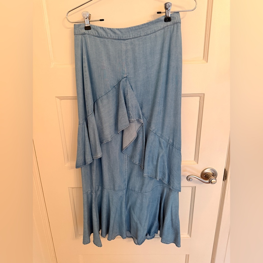Zara Asymmetrical Denim Blue Skirt